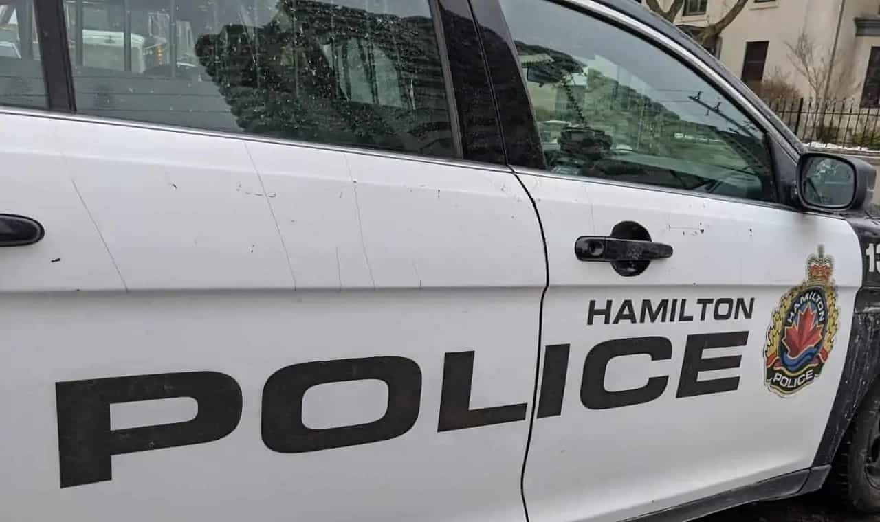 The side of a Hamilton Police Service cruiser.