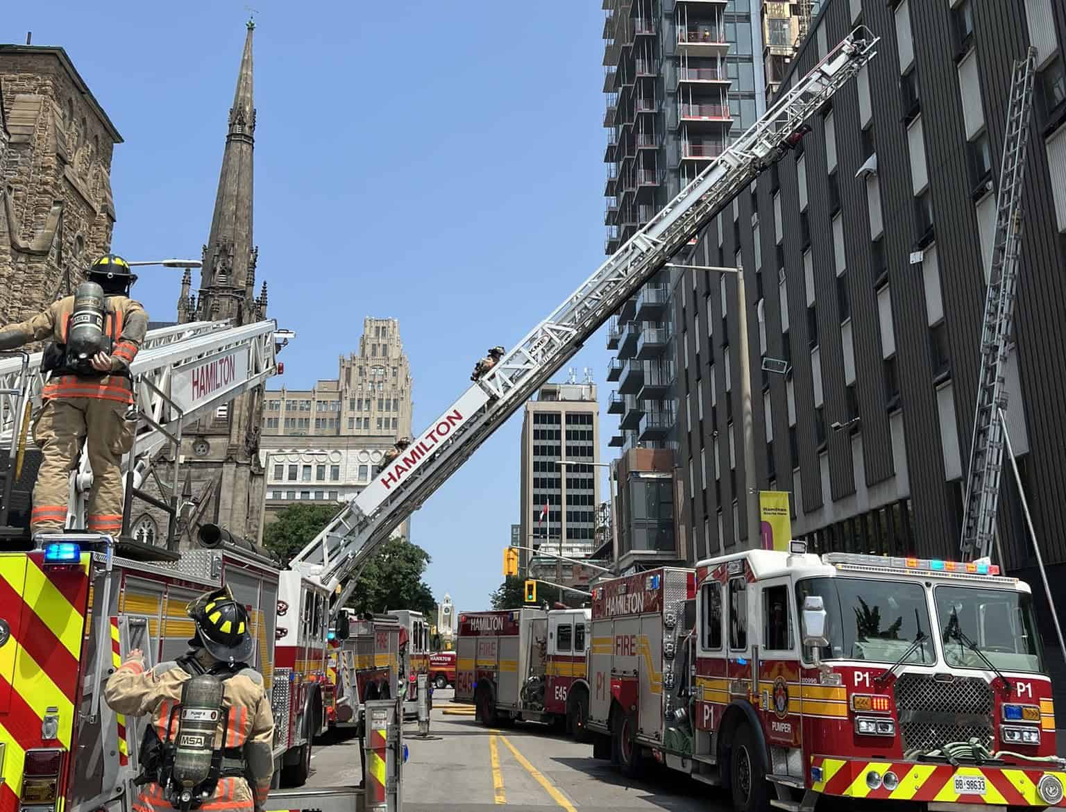 11 people in hospital following fire at YMCA in Hamilton.