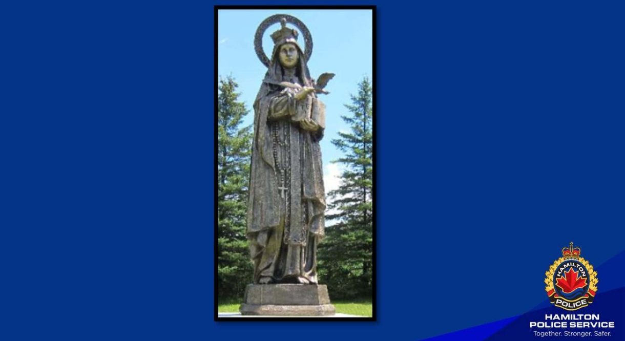 Ontario, Ancaster, Hamilton police, cemetery, statue, stolen, religious, St. Teresa of Avila